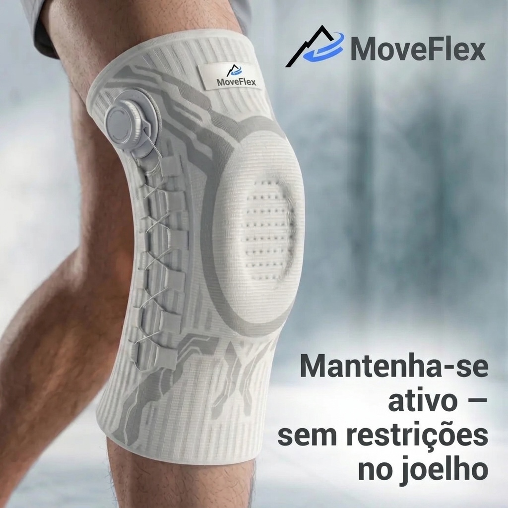 Joelheira MoveFlex com ajuste lateral de compressão: mantenha-se ativo, sem restrições no joelho