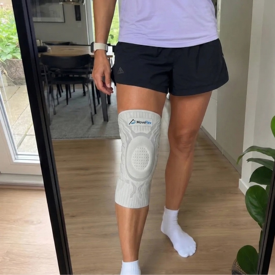 Foto do depoimento de Caroline usando a joelheira